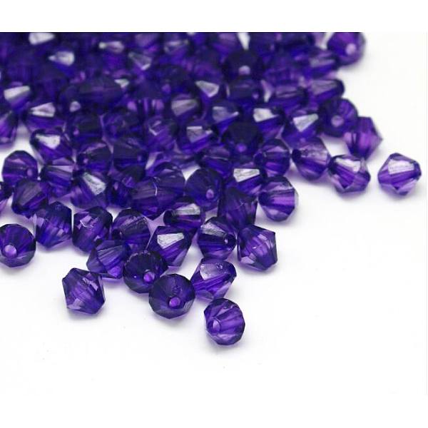 

PandaHall Transparent Acrylic Beads, Faceted Bicone, Blue Violet, 6mm in diameter, hole: 1mm， about 7000pcs/500g Acrylic Bicone Purple