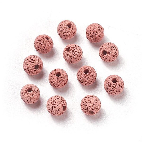 

PandaHall Unwaxed Natural Lava Rock Beads, for Perfume Essential Oil Beads, Aromatherapy Beads, Dyed, Round, Flamingo, 8.5mm, Hole: 1.5~2mm..., Pink