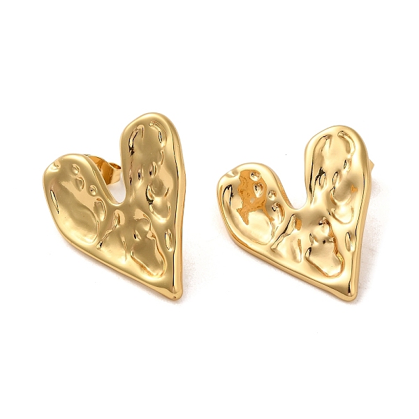 

PandaHall Hammered Heart 304 Stainless Steel Stud Earrings for Women, Golden, 21.5x24.5mm 304 Stainless Steel Heart