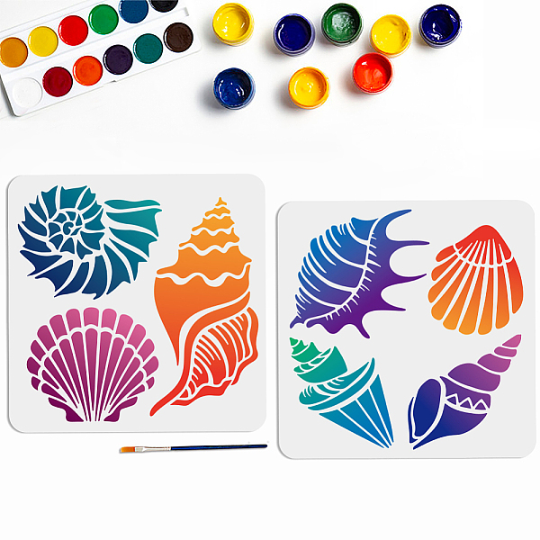 

PandaHall 7 Styles Ocean Conch Shell Stencils 11.8×11.8inch Summer Seashell Stencil with Paint Brush Sea Ocean Creatures Drawing Stencil for...