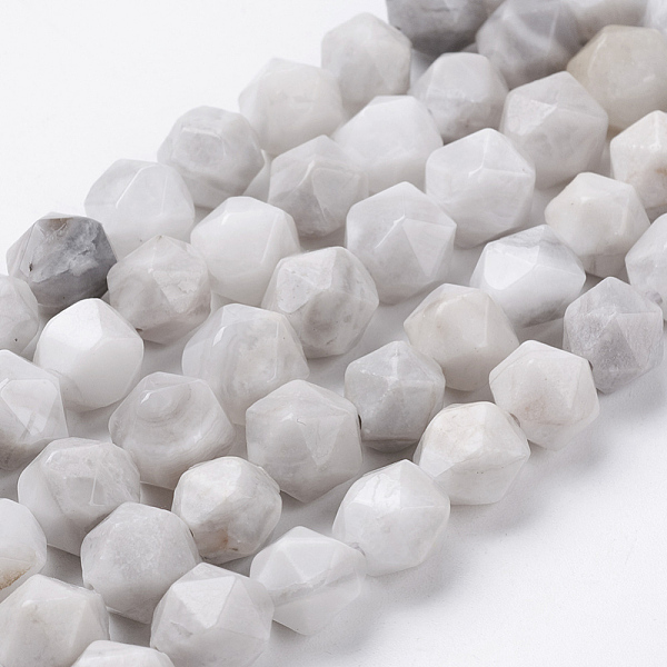 PandaHall Natural White Crazy Agate Beads Strands, Faceted, Round, 10x9mm, Hole: 1.2mm, about 38pcs/strand, 15.3 inch(39cm) Crazy Agate...