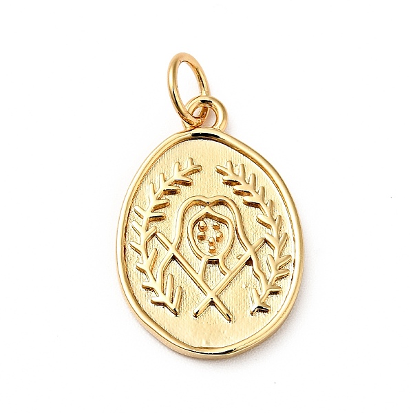 

PandaHall Rack Plating Brass Pendants, with Jump Ring, Cadmium Free & Nickel Free & Lead Free, Oval, Real 18K Gold Plated, 18x12.5x1.5mm...
