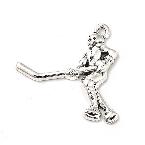 

PandaHall Tibetan Style Alloy Pendants, Hockey Player Charms, Antique Silver, 26.5x26x3mm, Hole: 1.5mm Alloy Human