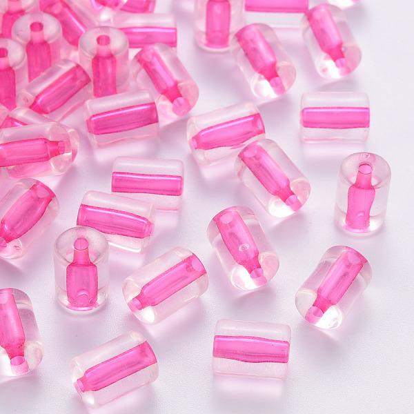 

PandaHall Transparent Acrylic Beads, Column, Hot Pink, 10x7.5mm, Hole: 1.8mm, about 950pcs/500g Acrylic Column