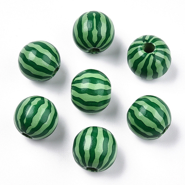 Printed Natural Wooden Fruit Beads
