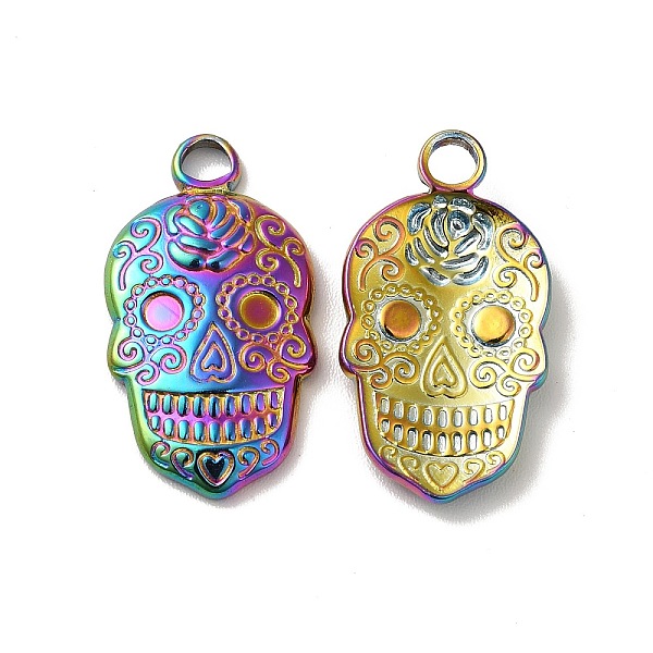 

PandaHall Ion Plating(IP) 304 Stainless Steel Pendant Rhinestone Settings, Halloween Skull, Rainbow Color, Fit for 2mm Rhinestone, 23x12x3mm...