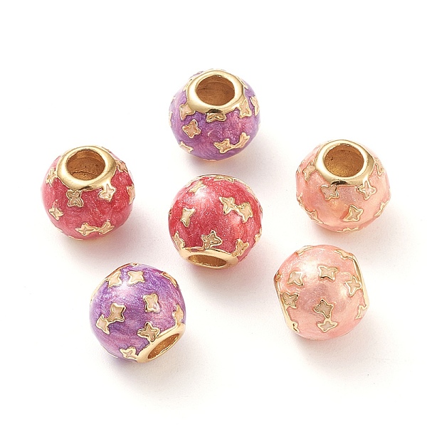 

PandaHall Brass Enamel European Beads, Large Hole Beads, Long-lasting Plated, Drum with Star, Real 18K Gold Plated, Mixed Color, 10.5x9.5mm..., Multicolor