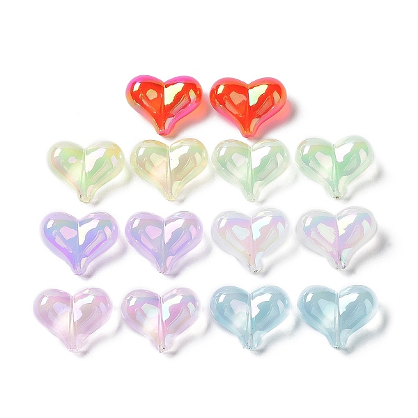 

PandaHall UV Plating Rainbow Iridescent Transparent Acrylic Beads, Heart, Mixed Color, 16.5x21x9.8mm, Hole: 1.8mm Acrylic Heart Multicolor