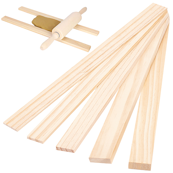 

PandaHall BENECREAT 10Pcs Wood Sheets Pottery Tools, 5 Size Rectangle Mud Stick Guide for Pottery Polymer Clay Thickness Wood Rectangle