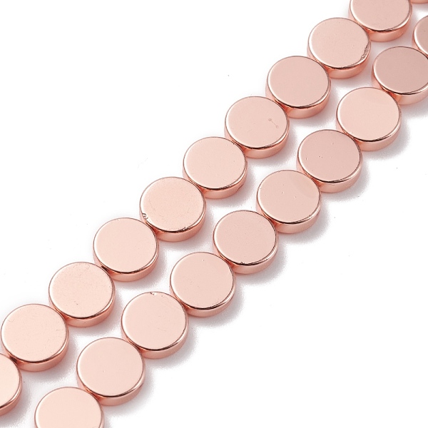 

PandaHall Non-magnetic Synthetic Hematite Beads Strands, Galvanic Plating(Color Retention for 1 Year), Flat Round, Rose Gold Plated...