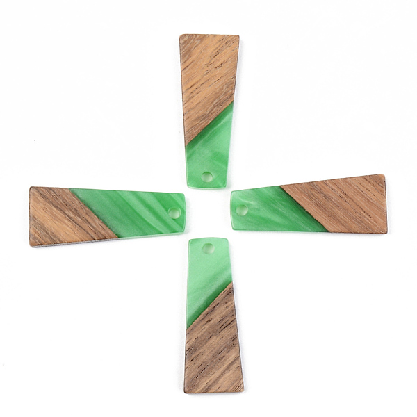 

PandaHall Opaque Resin & Walnut Wood Pendants, Trapezoid, Green, 30x12x3mm, Hole: 2mm Resin+Wood Trapezoid Green