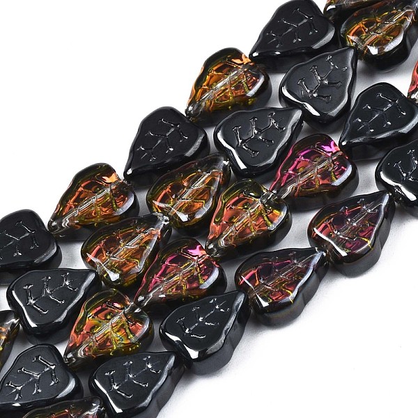 

PandaHall Electroplate Glass Beads Strands, Half Plated, Leaf, Black Plated, 10x8x4mm, Hole: 0.9mm, about 58~66pcs/strand, 21.65 inch~ 24.80...