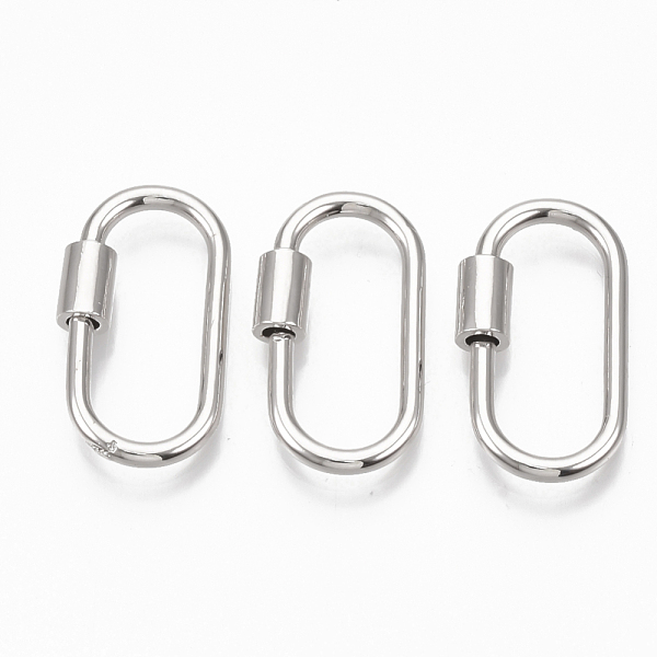 

PandaHall Brass Screw Carabiner Lock Charms, for Necklaces Making, Oval, Platinum, 25.5x14x2mm, Screw: 6.5x4.5mm Brass Oval