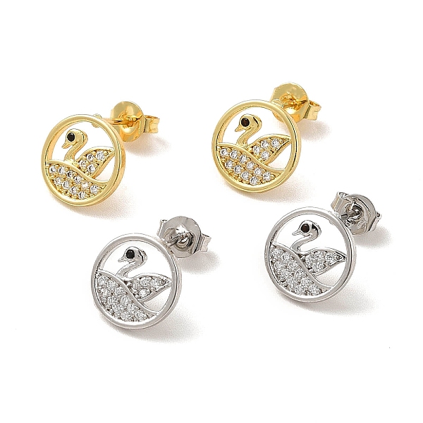

PandaHall Cubic Zirconia Hollow Out Swan Stud Earrings, Rack Plating Brass Jewelry for Women, Cadmium Free & Lead Free, Mixed Color, 10mm..., Clear