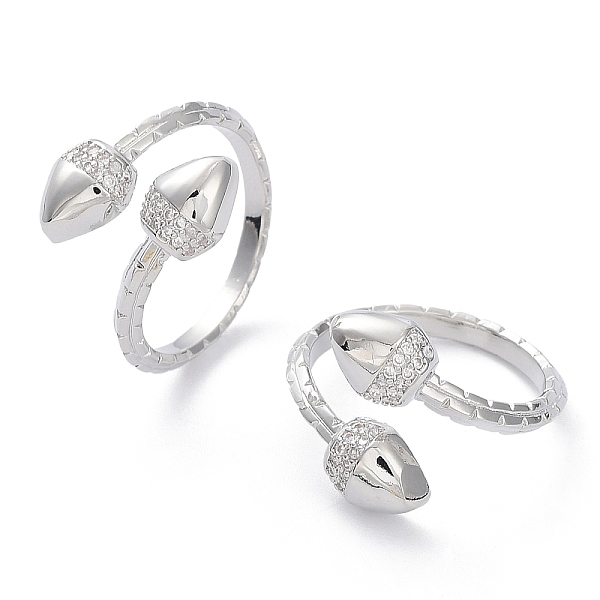 Clear Cubic Zirconia Double Acorn Open Cuff Rings