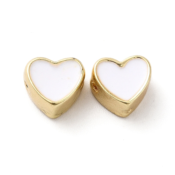 

PandaHall Rack Plating Alloy Enamel Beads, Heart, Golden, White, 8x8.5x5mm, Hole: 1mm Alloy+Enamel Heart White