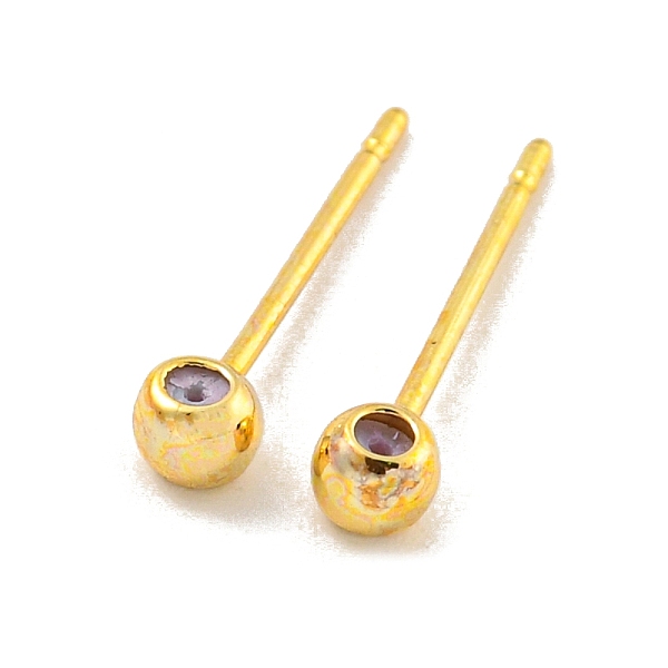 

PandaHall Brass Stud Earring Findings, Real 18K Gold Plated, 3mm, Hole: 0.7mm, pin: 11.5x0.7 Brass Gold