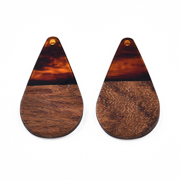 

PandaHall Transparent Resin & Walnut Wood Pendants, Teardrop Shape Charm, Chocolate, 38x22x3mm, Hole: 2mm Resin+Wood Teardrop Brown