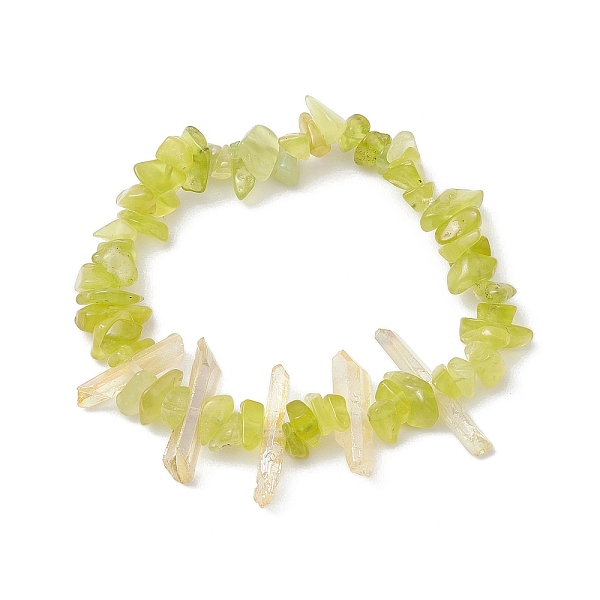 

PandaHall Natural Jade Chips Beaded Stretch Bracelets, Natural Dyed Quartz Crystal Pointed Stretch Bracelets for Women, Inner Diameter: 2...
