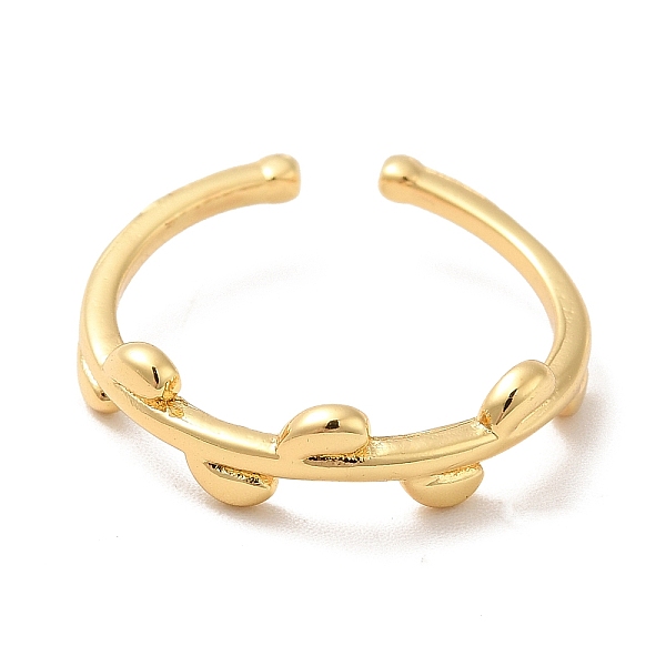 

PandaHall Brass Leaf Open Cuff Ring for Women, Cadmium Free & Nickel Free & Lead Free, Real 18K Gold Plated, US Size 7 1/4(17.5mm) Brass