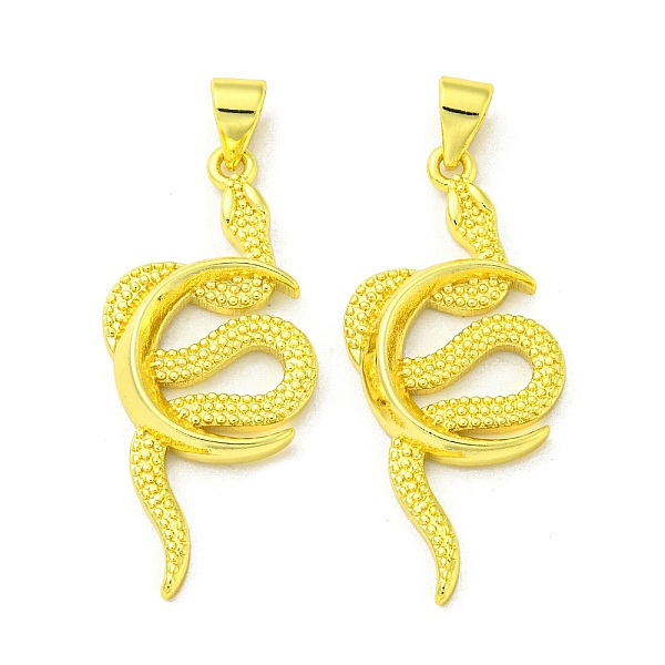 

PandaHall Brass Pendants, Snake with Moon, Real 18K Gold Plated, 31.5x13.5x3mm, Hole: 4x3mm Brass Snake