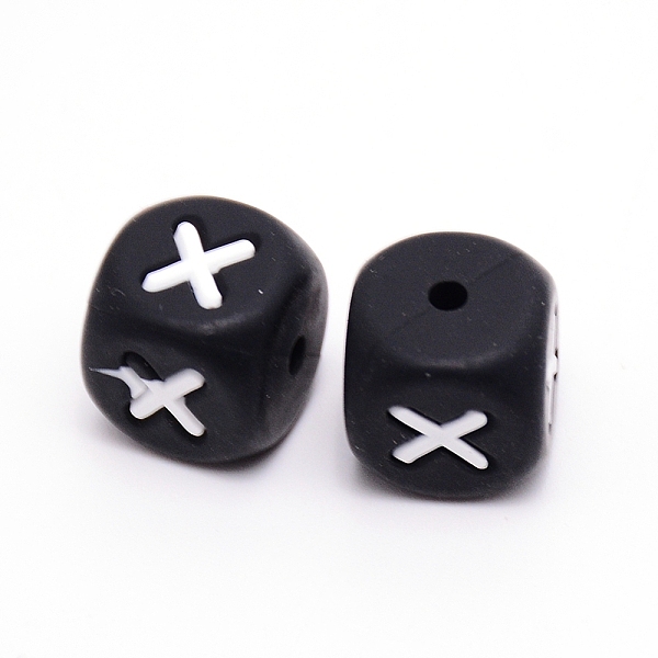 

PandaHall Silicone Beads, Cube with Letter.X, Black, 12x12x12mm, Hole: 2mm Silicone Cube Black