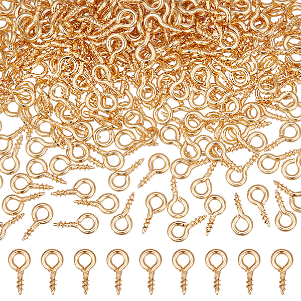 

PandaHall UNICRAFTALE 300pcs Golden 304 Stainless Steel Screw Eye Pin Peg Bails Small Screw Eye Pins Clasps Hooks for Half Drilled Beads...