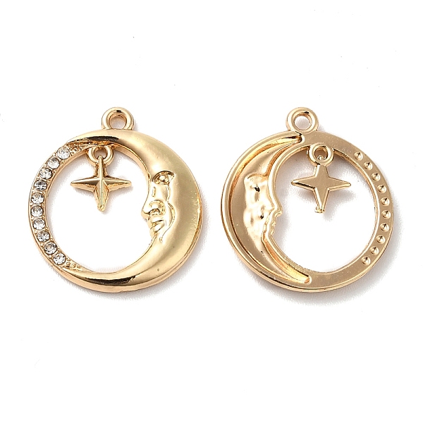 

PandaHall Alloy Rhinestone Pendants, Cadmium Free & Nickel Free & Lead Free, Moon with Star Charms, Golden, 19x17x2mm, Hole: 1.4mm...