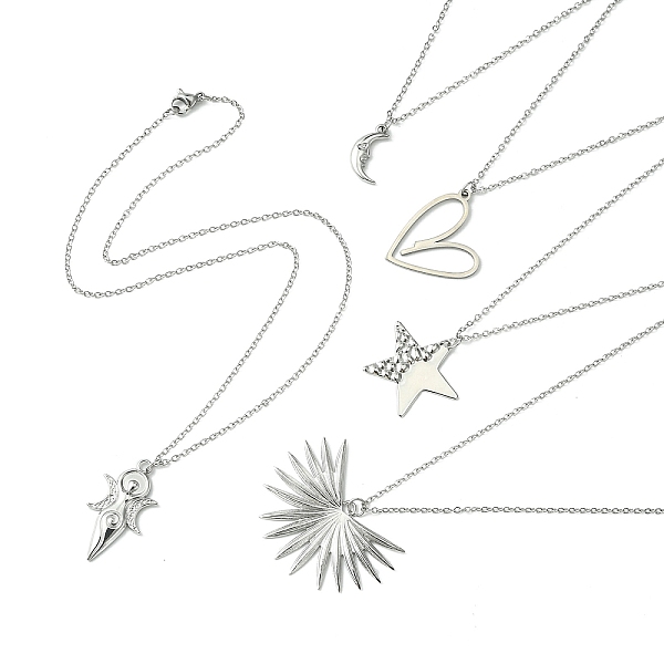 

PandaHall 304 Stainless Steel Pendant Necklace for Women, Mixed Shapes, 17.24~17.60 inch(43.8~44.7cm), pendant: 17~31x9~42.5mm 304 Stainless...