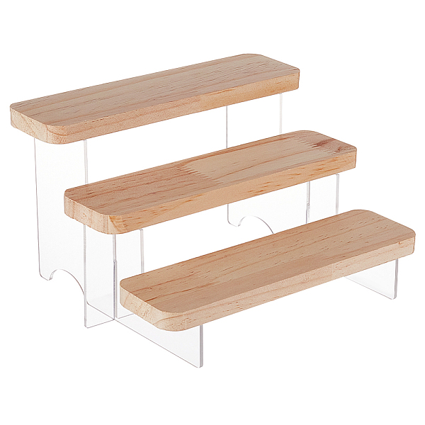 

PandaHall 3-Tier Transparent Acrylic Minifigures Display Risers, Wooden Tiered Organizer Holder for Models, Building Blocks, Doll Display..., Clear