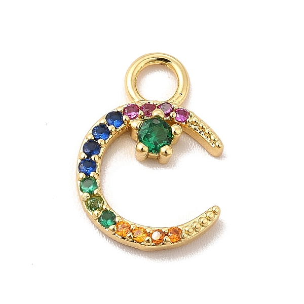 

PandaHall Rack Plating Brass Micro Pave Cubic Zirconia Charms, Cadmium Free & Lead Free, Long-Lasting Plated, Religion Crescent Moon Charm...