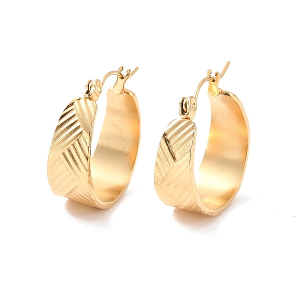 PandaHall Ion Plating(IP) 304 Stainless Steel Thick Hoop Earrings for Women, Golden, 22x19.5x8mm, Pin: 0.5mm 304 Stainless Steel Ring