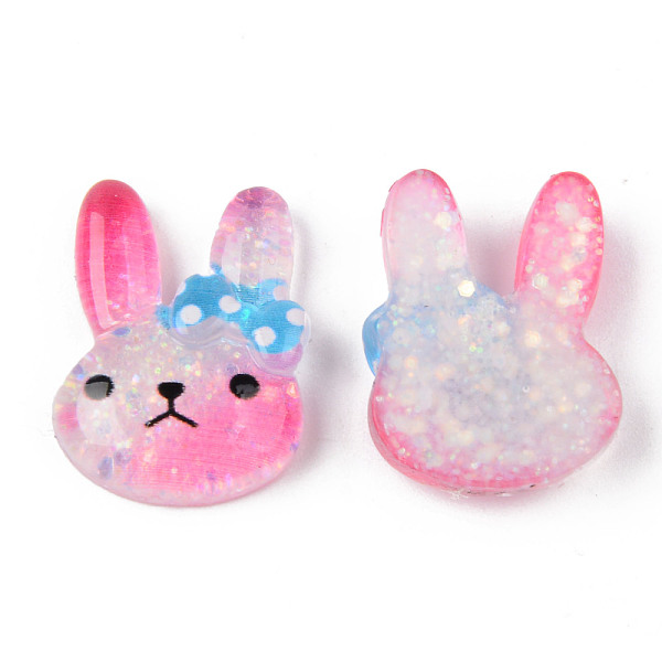 

PandaHall Resin Cabochons, with Glitter Sequins, Rabbit, Deep Pink, 22x17x6mm Resin Rabbit