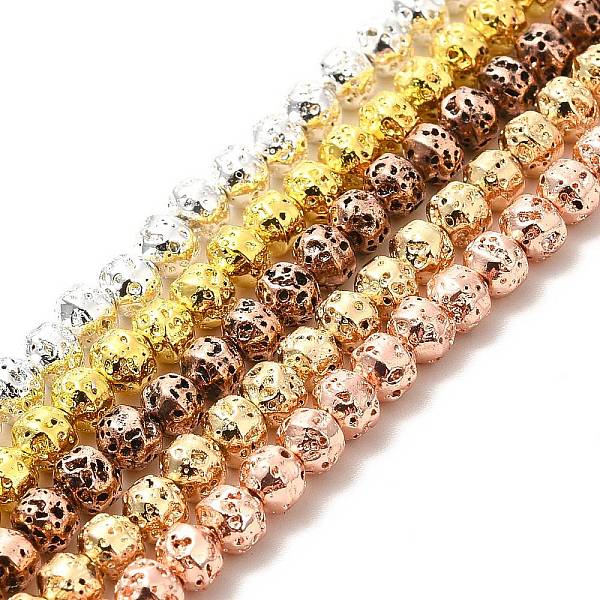 

PandaHall Electroplated Natural Lava Rock Beads Strands, Bicone, Mixed Color, 4x5mm, Hole: 0.8mm, about 90~92pcs/strand, 15.75 inch(40cm)...