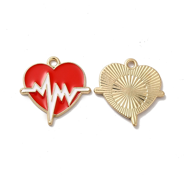 

PandaHall Alloy Enamel Pendants, Golden, Heart with Heartbeat Charm, Red, 21x21x1.5mm, Hole: 1.8mm Alloy+Enamel Heart Red