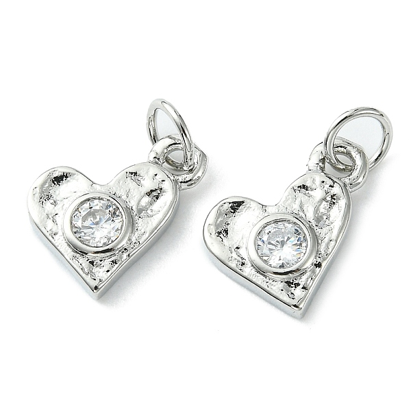 

PandaHall Rack Plating Brass Micro Pave Cubic Zirconia Pendants, Long-Lasting Plated, Lead Free & Cadmium Free, Heart Charm, Platinum..., Clear