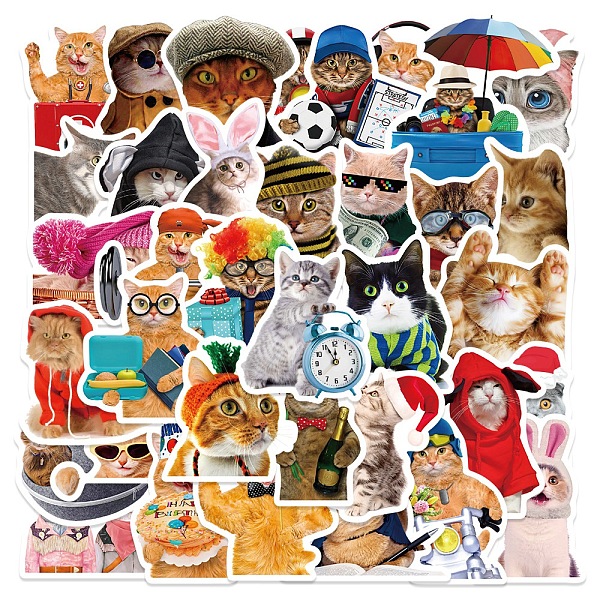 

PandaHall 50Pcs 50 Styles Paper Cartoon Stickers Sets, Adhesive Decals for DIY Scrapbooking, Photo Album Decoration, Cat Pattern...