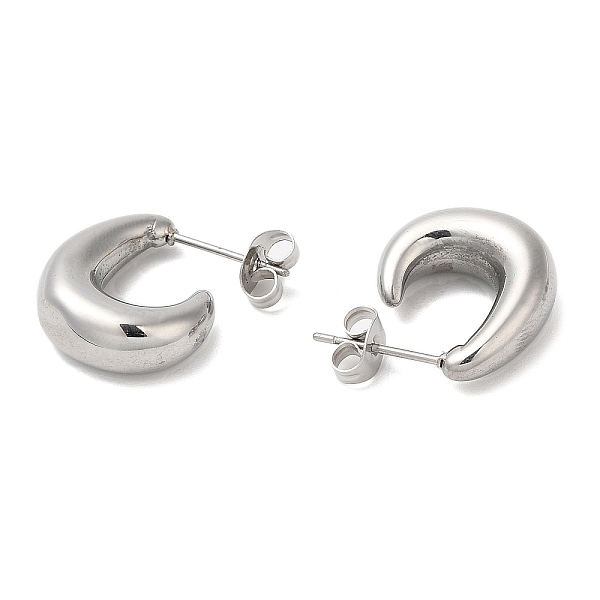 

PandaHall 304 Stainless Steel Arch Stud Earrings, Half Hoop Earrings, Stainless Steel Color, 17x6mm 304 Stainless Steel Arch