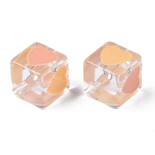 

PandaHall Transparent Acrylic Beads, with Enamel, Cube with Heart, Light Salmon, 14.5x14x14mm, Hole: 3mm Acrylic Cube
