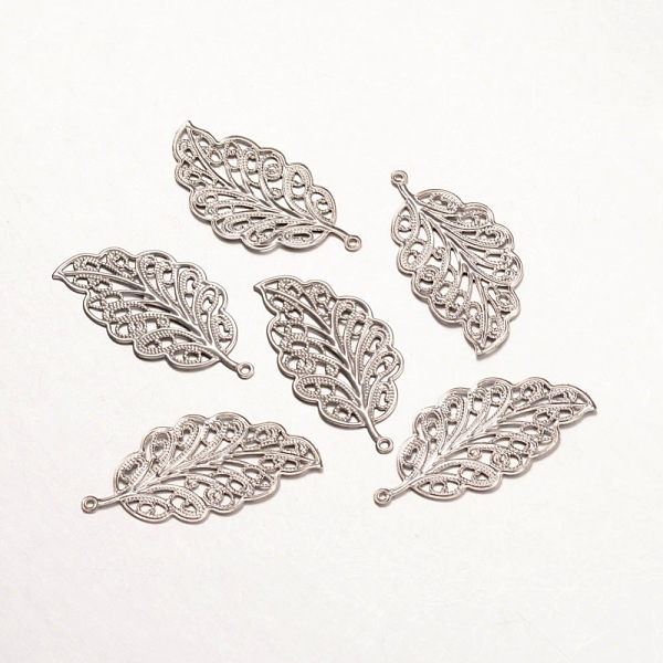 

PandaHall 316 Surgical Stainless Steel Pendants, Leaf, Stainless Steel Color, 33.5x17x0.5mm, Hole: 1mm 316 Surgical Stainless Steel Leaf