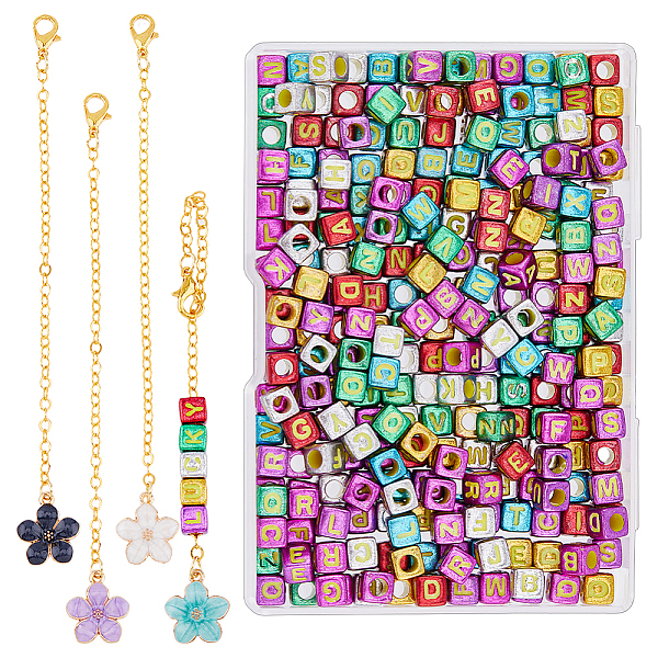 

PandaHall Flower Alloy Enamel Pendant Decorations, with Cube with Letter DIY Acrylic Beaded and Alloy Lobster Claw Clasps, Mixed Color..., Multicolor