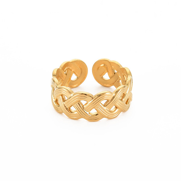 

PandaHall Ion Plating(IP) 304 Stainless Steel Wave Wrap Open Cuff Ring for Women, Nickel Free, Real 18K Gold Plated, US Size 8 1/2(18.5mm)...