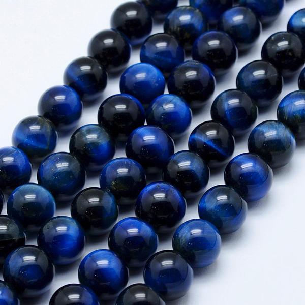 

PandaHall Natural Tiger Eye Beads Strands, Dyed & Heated, Round, 10mm, Hole: 1mm, about 38~39pcs/strand, 14.9 inch(38cm) Tiger Eye Round..., Blue