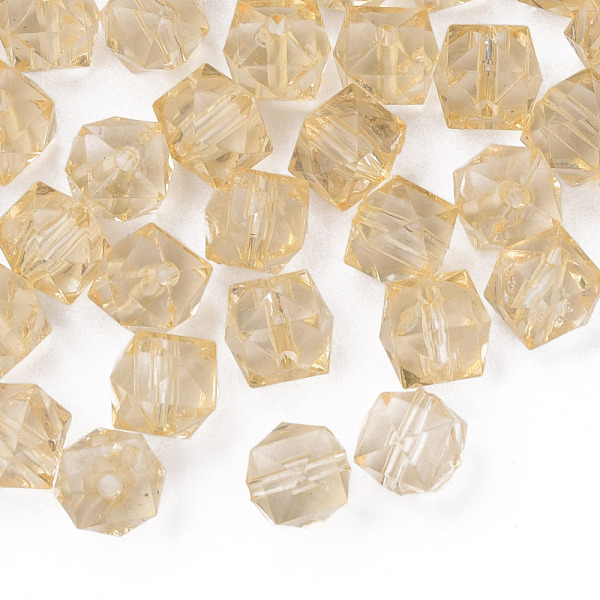 

PandaHall Transparent Acrylic Beads, Faceted, Cube, Wheat, 10x11x11mm, Hole: 2mm, about 670pcs/500g Acrylic Cube Orange