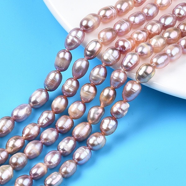 

PandaHall Natural Cultured Freshwater Pearl Beads Strands, Rice, Plum, 7.5~11x6~7.5mm, Hole: 0.8mm, about 37~43pcs/strand, 14.06 inch~14.29..., Purple