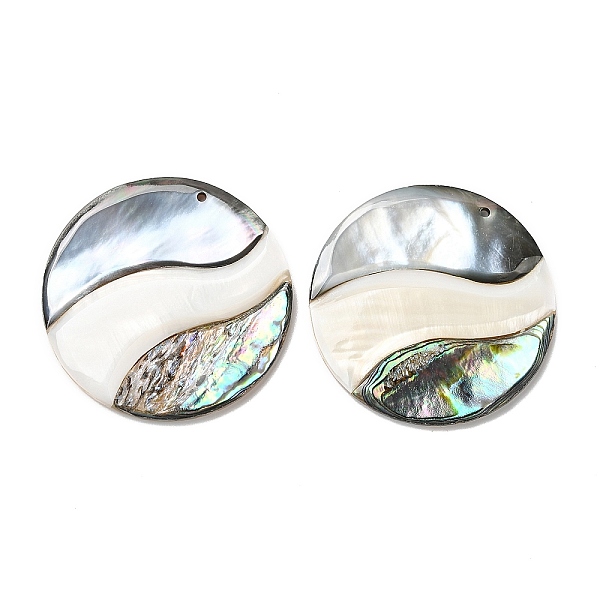 

PandaHall Natural Freshwater Shell & Black Lip Shell & Paua Shell Pendants, Flat Round Charms, 49~49.5x4.5~5mm, Hole: 1.8mm Mixed Shell Flat...