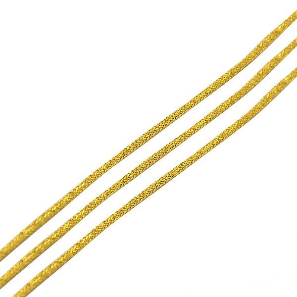 

PandaHall Eco-Friendly Dyed Shiny Round Metallic String Thread Polyester Threads, Gold, 1mm, about 13.12 yards(12m)/roll PET Gold