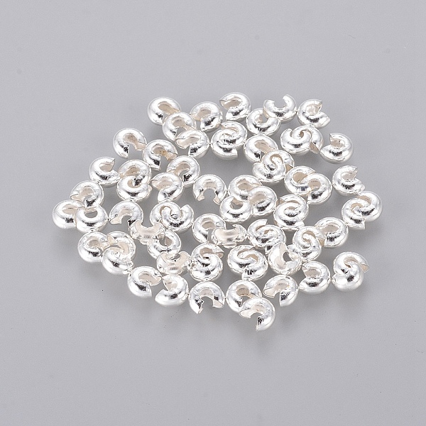 

PandaHall Iron Crimp Beads Covers, Cadmium Free & Nickel Free & Lead Free, Silver Color Plated, 3mm In Diameter, Hole: 1.2~1.5mm Iron
