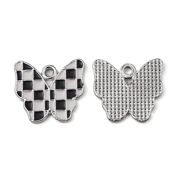 

PandaHall Alloy Enamel Pendants, Butterfly with Tartan Pattern Charm, Black and White, Platinum, 17x18.5x1.5mm, Hole: 2mm Alloy+Enamel...