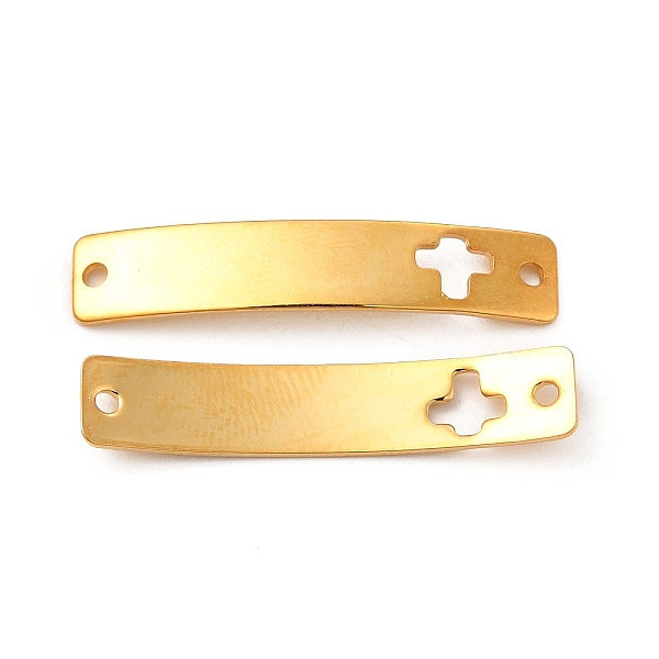 

PandaHall 201 Stainless Steel Connector Charms, Real 24K Gold Plated, Curved Rectangle Links, Cross Pattern, 30x6x0.8mm, Hole: 1.4mm 201...